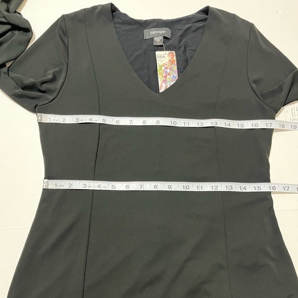 Karen Kane Black Sienna Dress Ruffle Hem Bell Sleeves V-Neckline - Picture 11 of 16